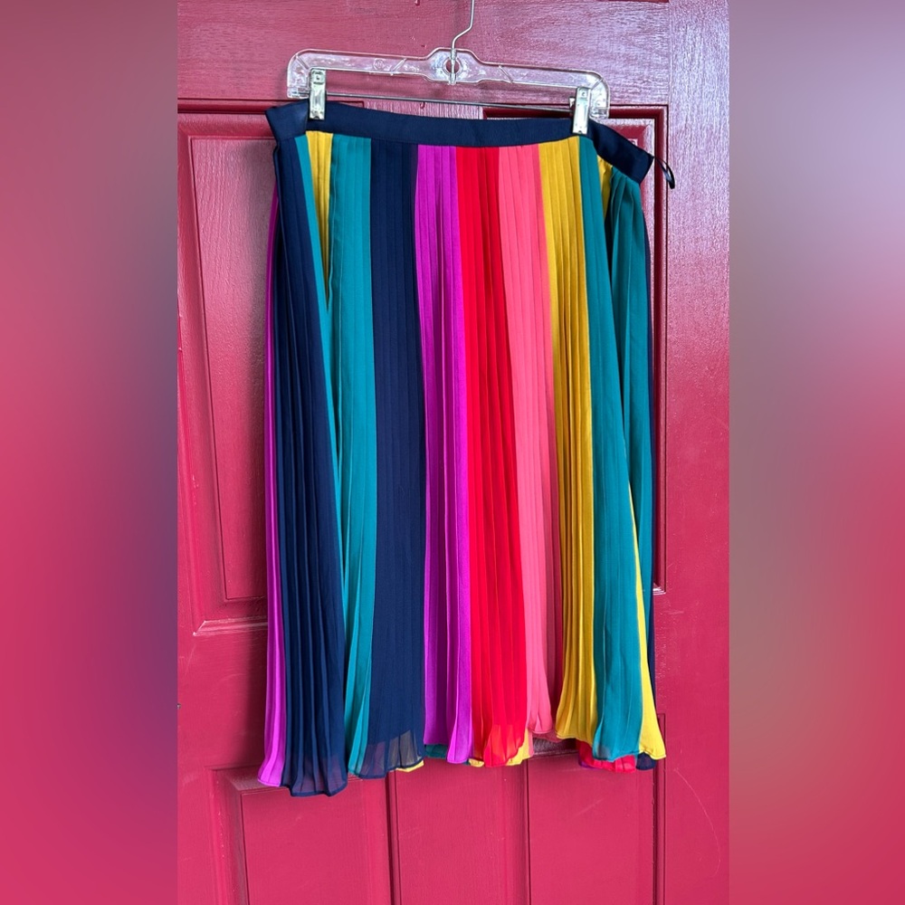 J Crew plus size 16 Sunburst Rainbow pleated fluted midi skirt